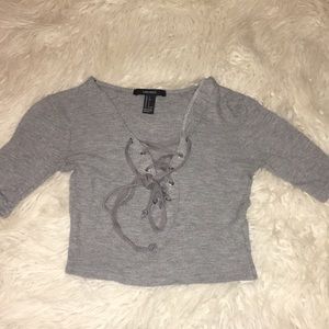Forever 21 Lace-Up Crop Top